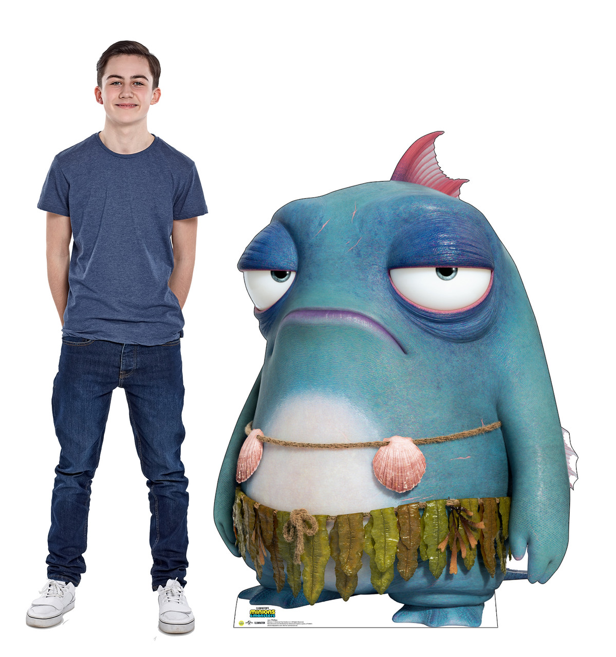 Life-size cardboard standee of Phillips with model.