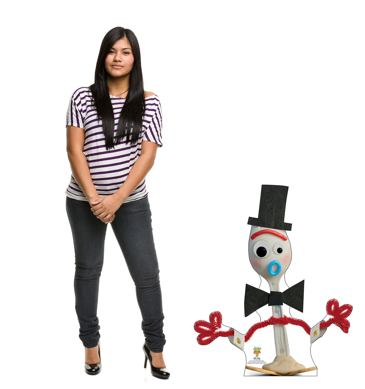 Life-size cardboard standee of Forky with model.