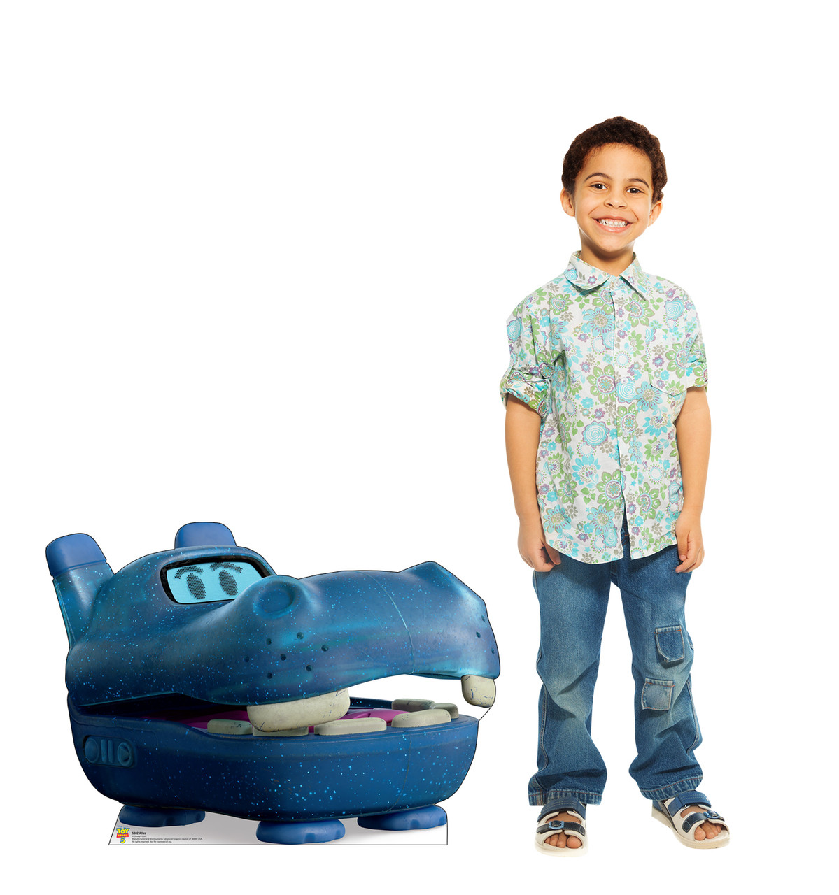 Life-size cardboard standee of Atlas with model.
