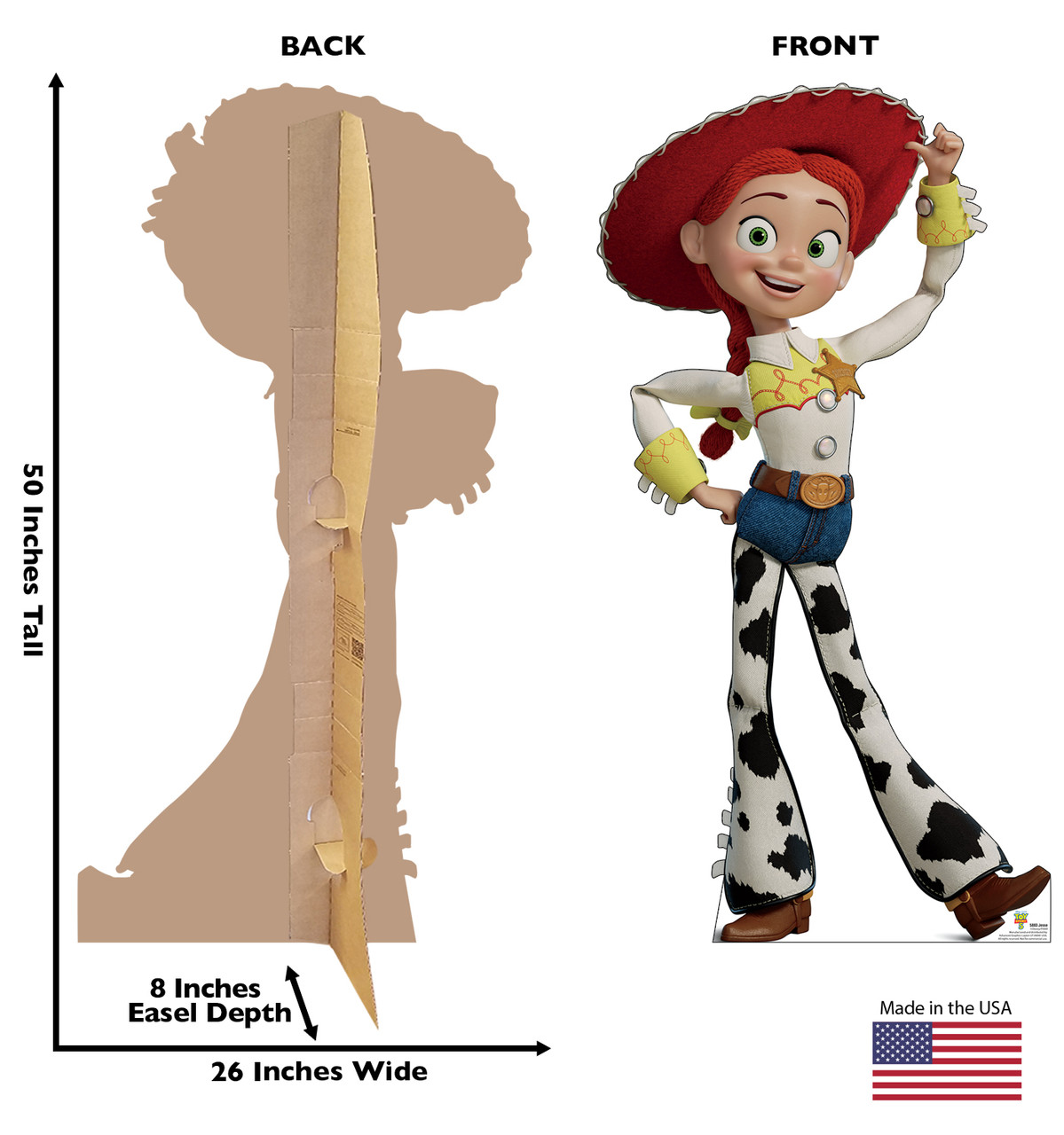 Life-size cardboard standee of Jesse with back and front dimensions.