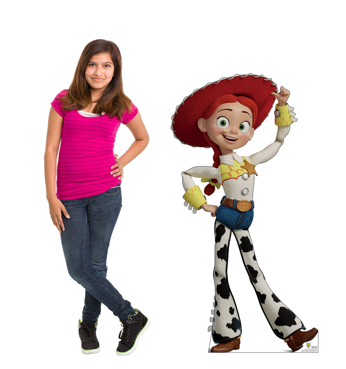 Life-size cardboard standee of Jesse with model.