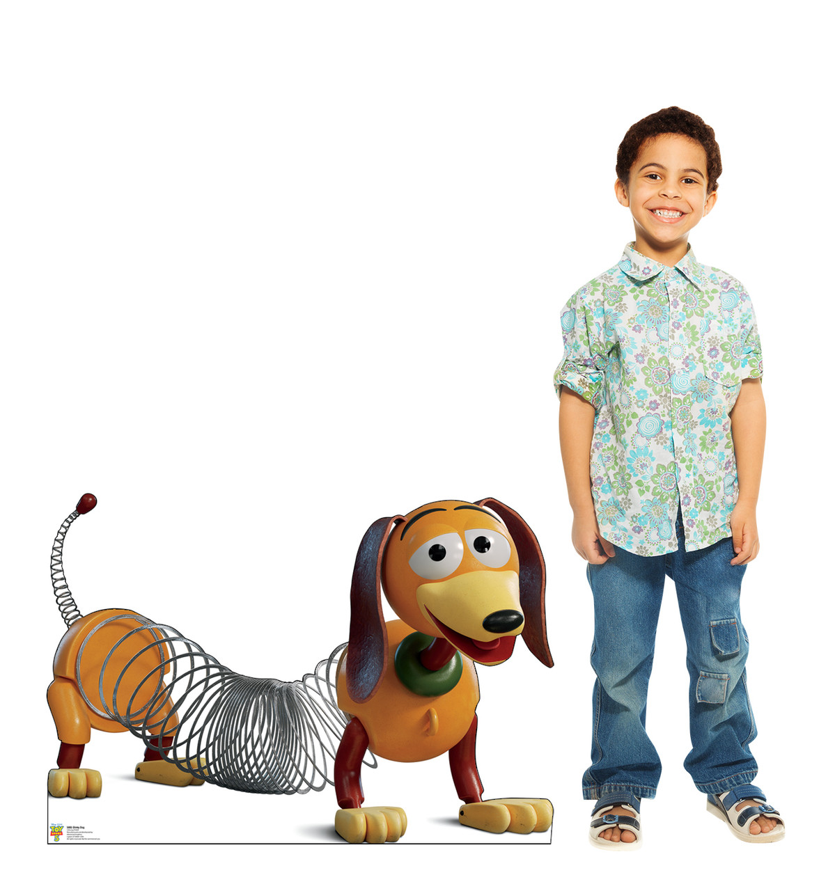 Life-size cardboard standee of Slinky Dog with model.