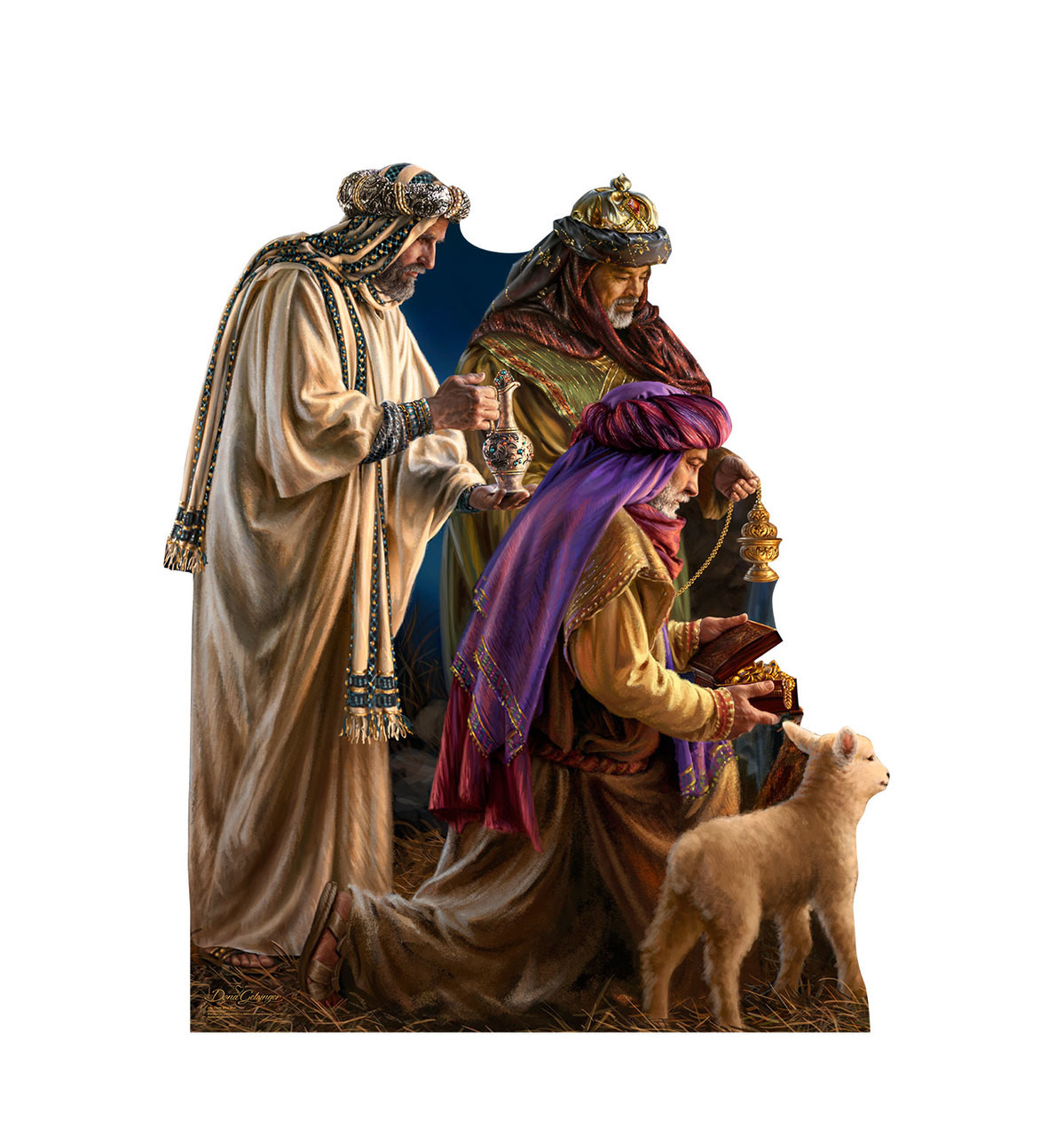 Life-size Three Wise Men - Illustrated by Dona Gelsinger Cardboard Standup | Cardboard Cutout