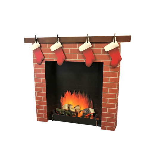 3D Brick Fireplace Life-Size Cardboard Cutout | Chirstmas Decor 1