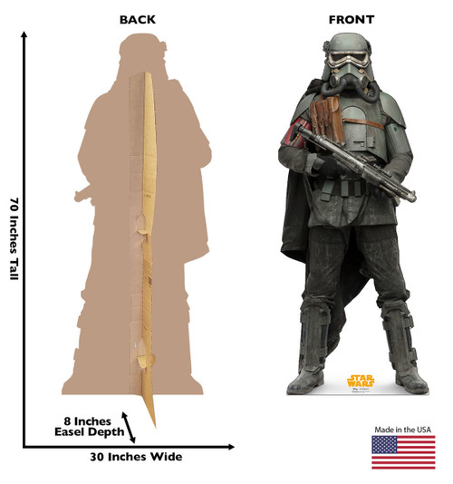 Mudtrooper™ Life-size cardboard standee back and front with dimensions.