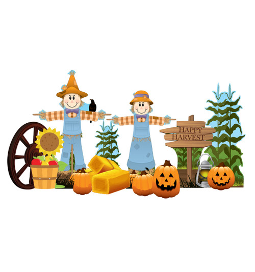 Fall Harvest Theme Outdoor Decor. Image no background.