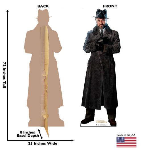 Dumbledore Lifes-size Cardboard Standee Front and Back with Dimensions.