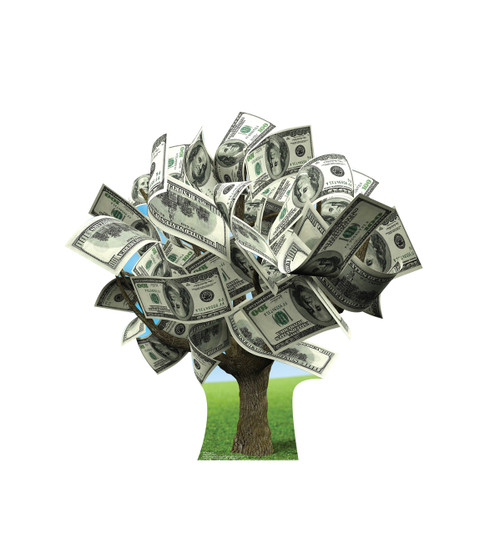 Life-size cardboard standee of a Money Tree.