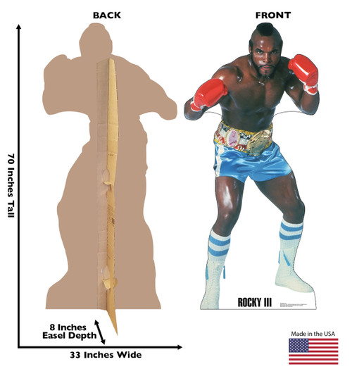 Life-size cardboard standee of Clubber Lang from Rocky III. Back and front with dimensions.