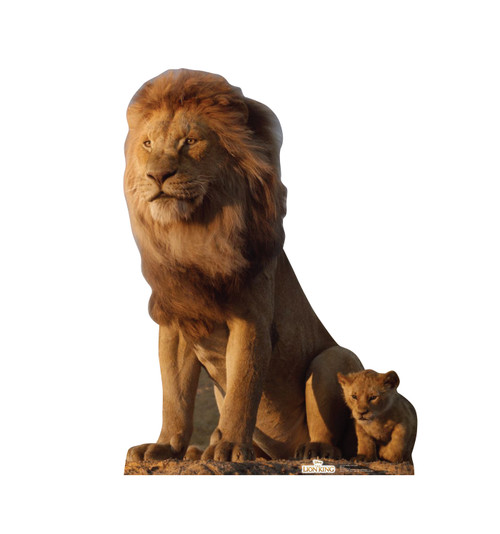 Life-size cardboard standee of King Mufasa and Young Simba from Disney's live action film The Lion King Front View