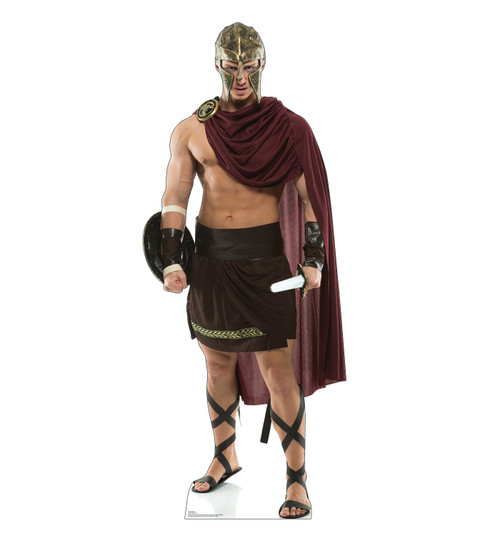 Life-size cardboard standee of a Spartan Greek Warrior Front View