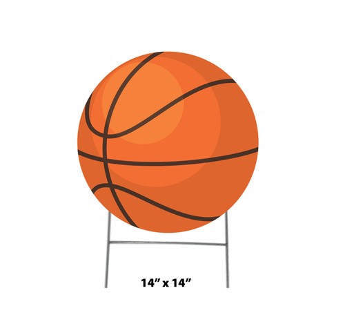 Coroplast outdoor yard sign icon of a basketball with dimensions.