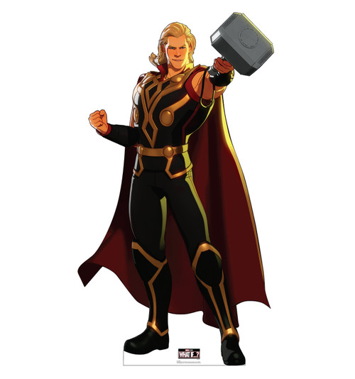 Life-size cardboard standee of Thor from Marvel Studios What if? on Disney +.