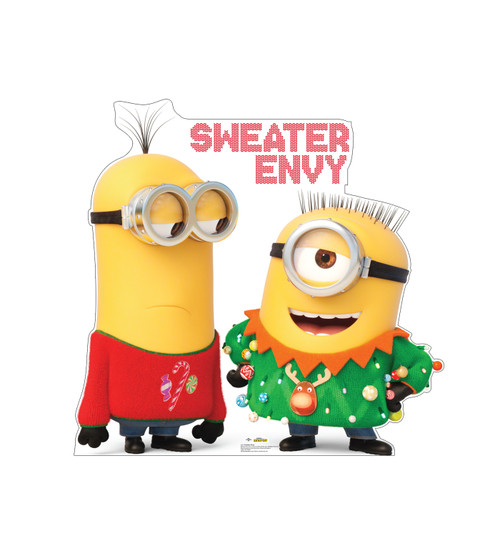 Life-size cardboard standee of Sweater Envy, the Minions.
