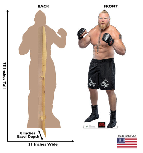 Brock Lesnar WWE Life-size cardboard standee front and back with dimensions.