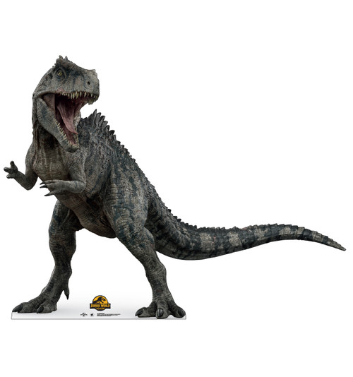 Life-size Cardboard Standee of Gianotosaurus from the movie Jurassic World Dominion.