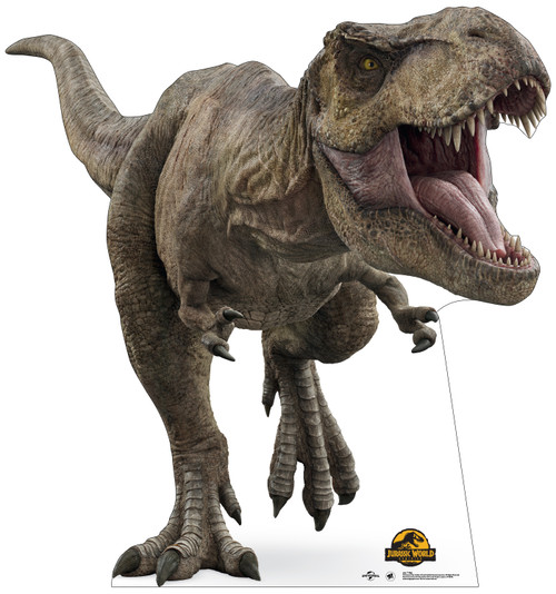 Life-size Cardboard Standee of T-Rex from the movie Jurassic World Dominion.