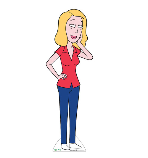 Life-size cardboard standee of Beth from the Rick and Morty TV series.