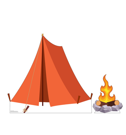 Life-size cardboard standee of a Tent and Campfire.