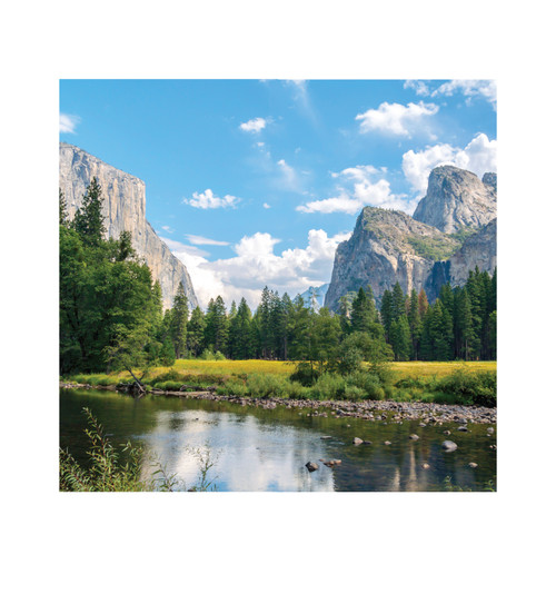 Life-size cardboard standee of a Yosemite Valley Backdrop.