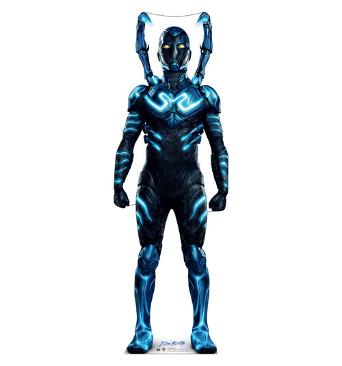 Life-size cardboard standee of the Blue Beetle.