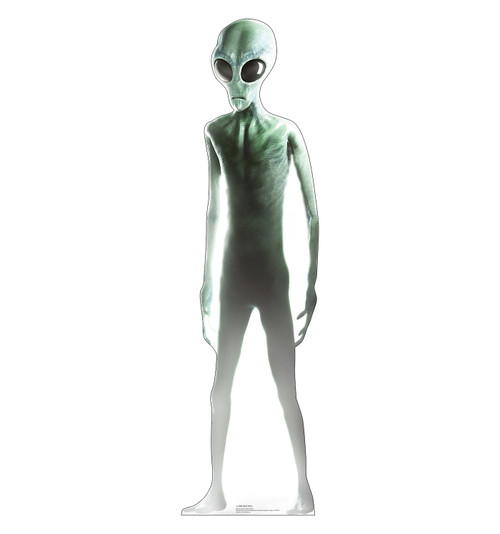 Life-size cardboard standee of a Big-Eyed Alien.