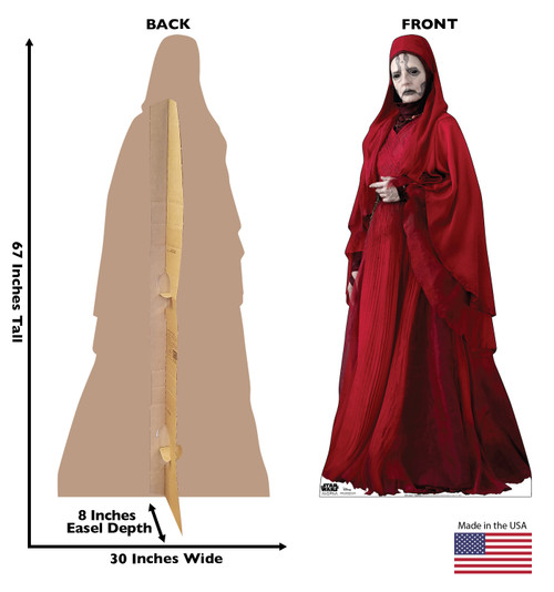 Life-size cardboard standee of Lakesis (Nightsister) with back and front dimensions.