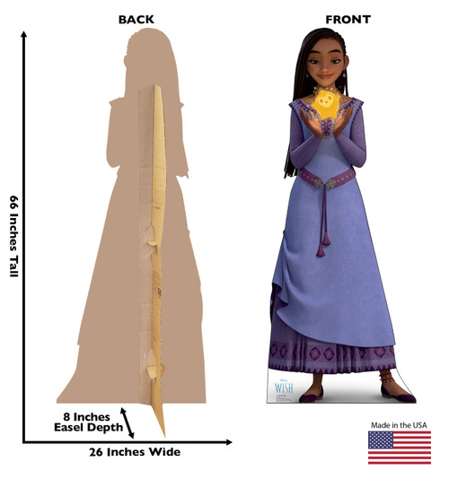 Life-size cardboard standee of Asha and Star with back and front dimensions.