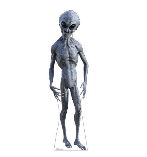 Life-size cardboard standee of a Black Eyed Alien.