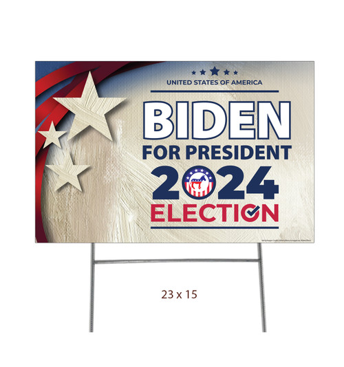 Coroplast outdoor Biden for President yard sign with dimensions.