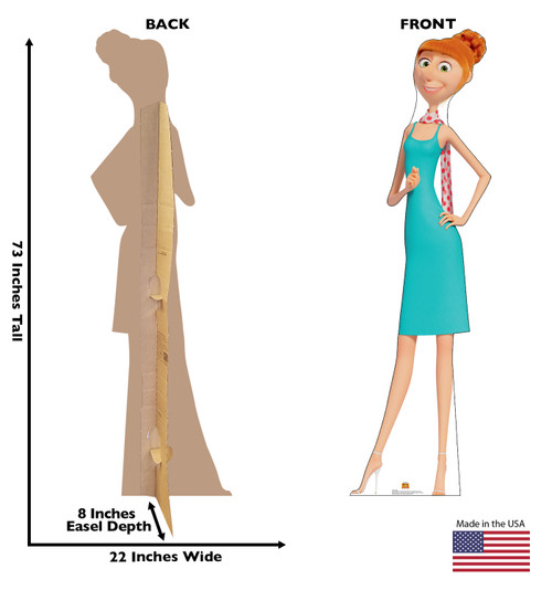 Life-size cardboard standee of Lucy with back and front dimensions.