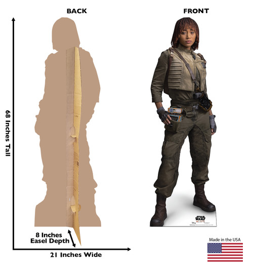 Life-size cardboard standee of Osha Aniseya with back and front dimensions.