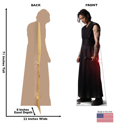 Life-size cardboard standee of Qimir with back and front dimensions.