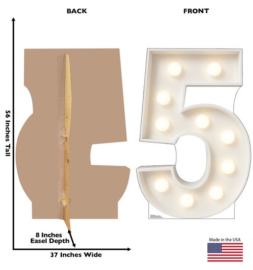 Life-size Cardboard standee of Marquee 5 with back and front dimensions.