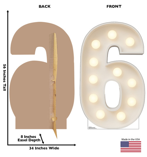 Life-size Cardboard standee of Marquee 6 with back and front dimensions.
