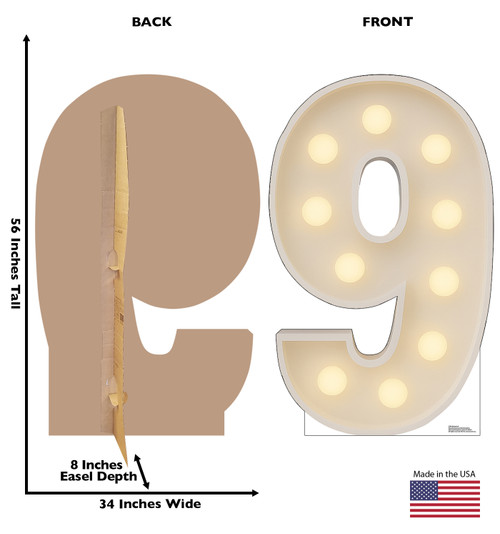 Life-size Cardboard standee of Marquee 9 with back and front dimensions.