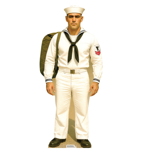 Life-size Cardboard standee of a US Navy WWII White Uniform.