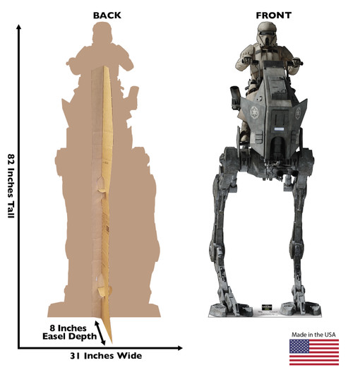 Life-size Cardboard standee of Imperial Remnant AT-RT™ & Driver with back and front dimensions.