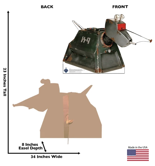 Life-size Cardboard standee of K-9 with back and front dimensions.