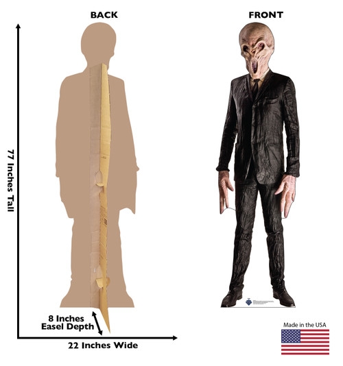 Life-size Cardboard standee of Silent with back and front dimensions.