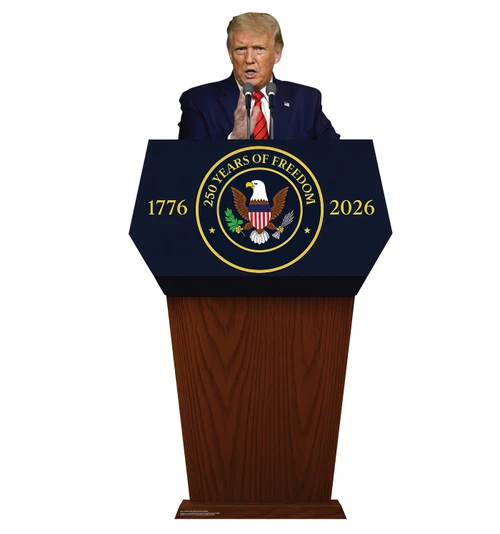 Life-size Cardboard standee of President Trump 250th Anniversary.