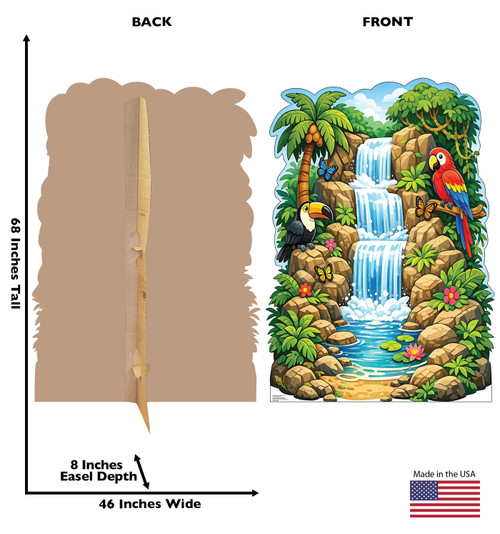 Rainforest Jungle Waterfall (Vacation Bible School) with back and front dimensions.