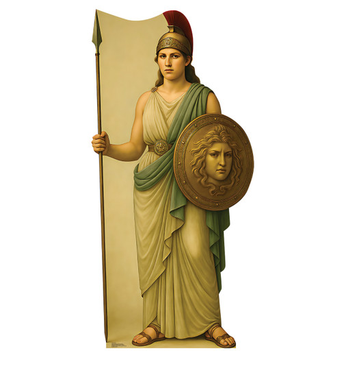 Life-size cardboard standee of Athena Greek God.