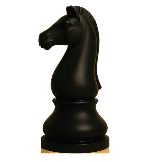 Life-size cardboard standee of Chess Knight Black.
