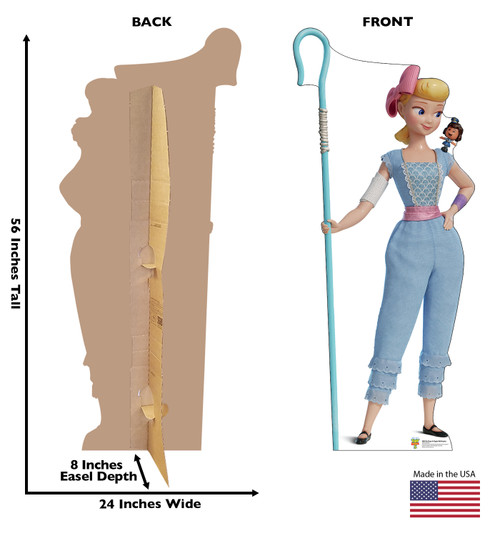 Life-size cardboard standee of Bo Peep & Giggle McDimples with back and front dimensions.