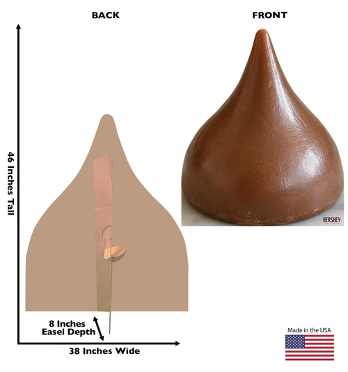 Theater Promotion HERSHEY Kiss standee with back and front dimensions.