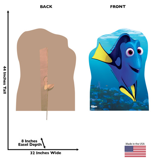 Life-size cardboard standee of Dori with back and front dimensions.