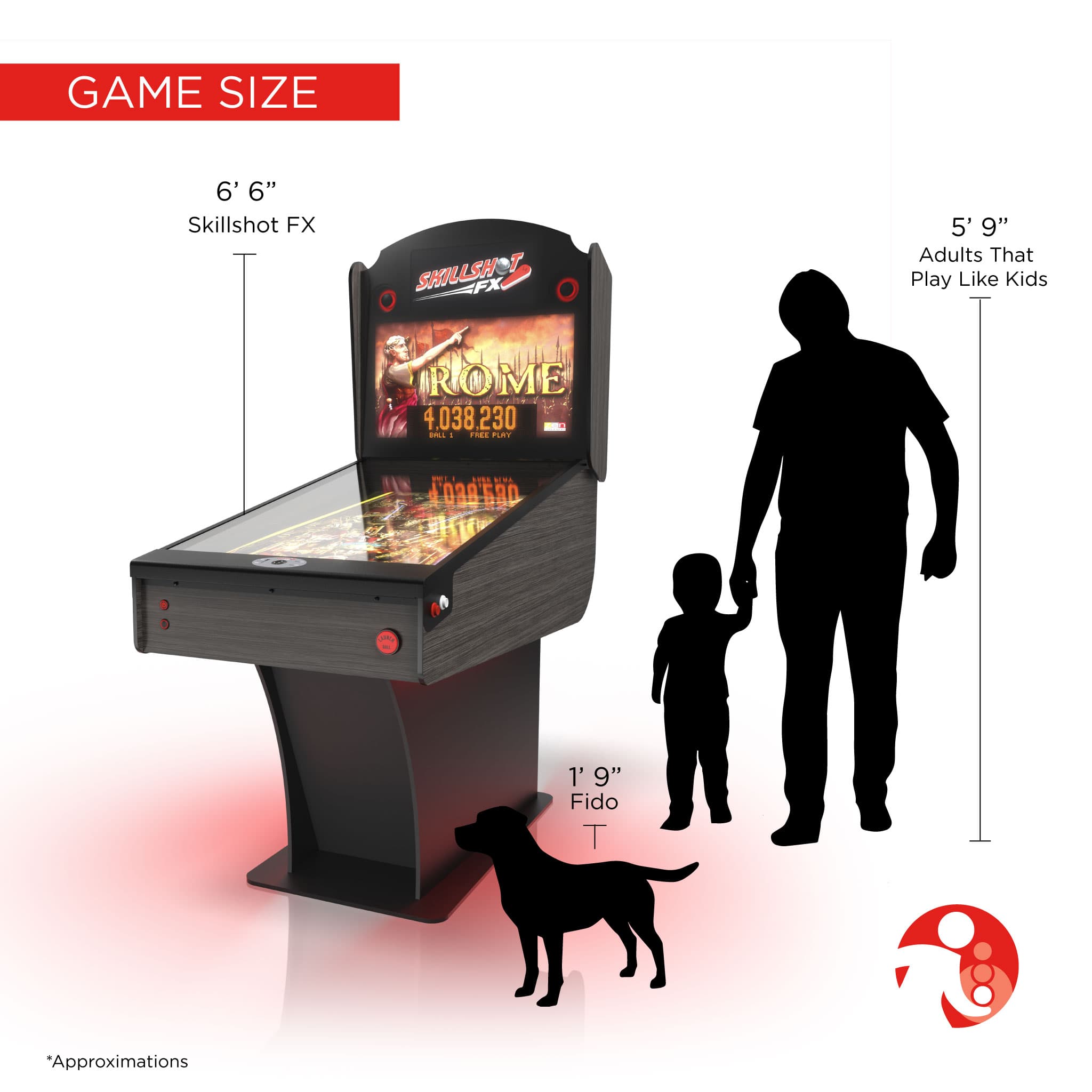 Skillshot FX Digital Pinball Size Comparison