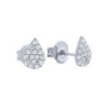 RHODIUM PLATED DROP SHAPED CZ PAVE POST EARRINGS