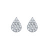 RHODIUM PLATED DROP SHAPED CZ PAVE POST EARRINGS